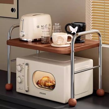 Medieval Style Multifunctional Coffee Machine Microwave Oven Storage Rack Kitchen Rice Cooker Pot Integrated Storage Bracket Countertop Rack