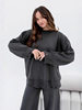 Amazon Cross-Border Tattered Style Solid Color Woolen Suit Two-Piece Round Neck Pullover Top Slim Straight Woolen Pants