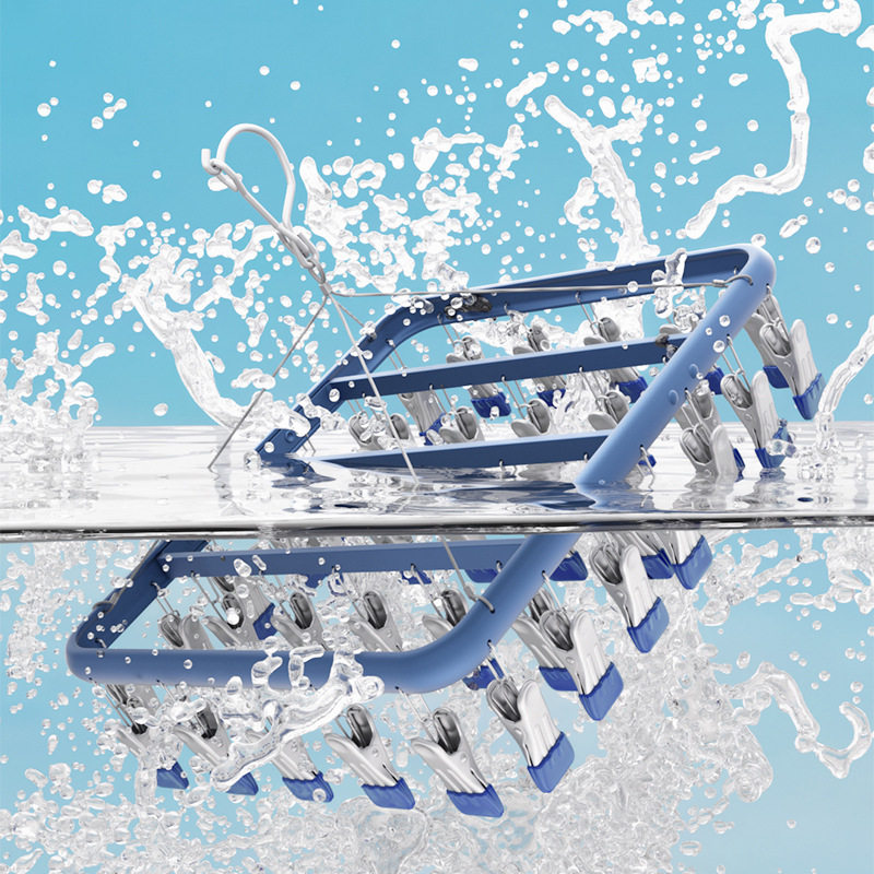 Aluminum Alloy Sock Drying Rack Clothes Drying Rack Multi-Clip Clothes Hanging Balcony Multi-Functional Windproof Student Dormitory Clothes Rack