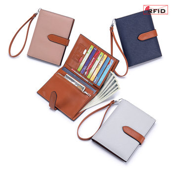 New genuine leather RFID ultra-thin wrist passport bag palm print multi-function wallet ticket holder certificate passport holder for women