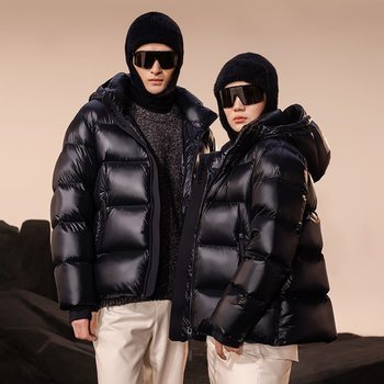 [Black Gold Goose down] High-End Short Goose down for Men and Women, Same Style Couple Goose down Jacket, Thickeneded Hooded Winter Outerwear
