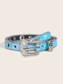 2.3 Wide Diamond Buckle Car Edge Beads Sky Blue