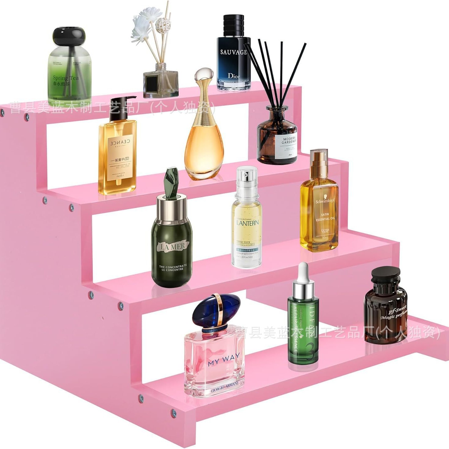 Perfume Display Rack High-Looking Solid Wood Ladder Storage Rack Desktop Display Household Wooden Perfume Storage Rack