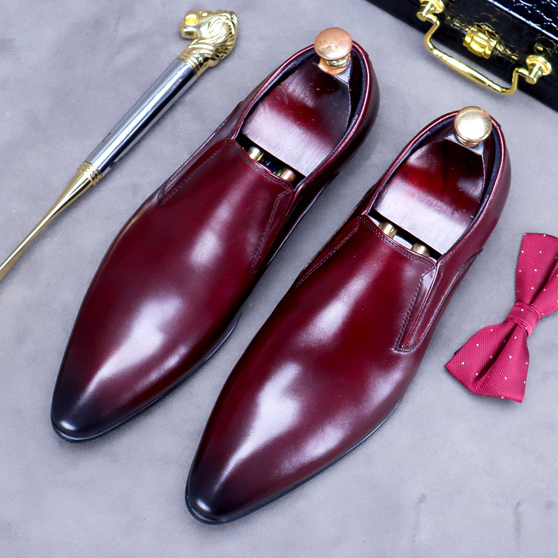 Giày Da Nam Chất Liệu Da Bò Mũi Nhọn