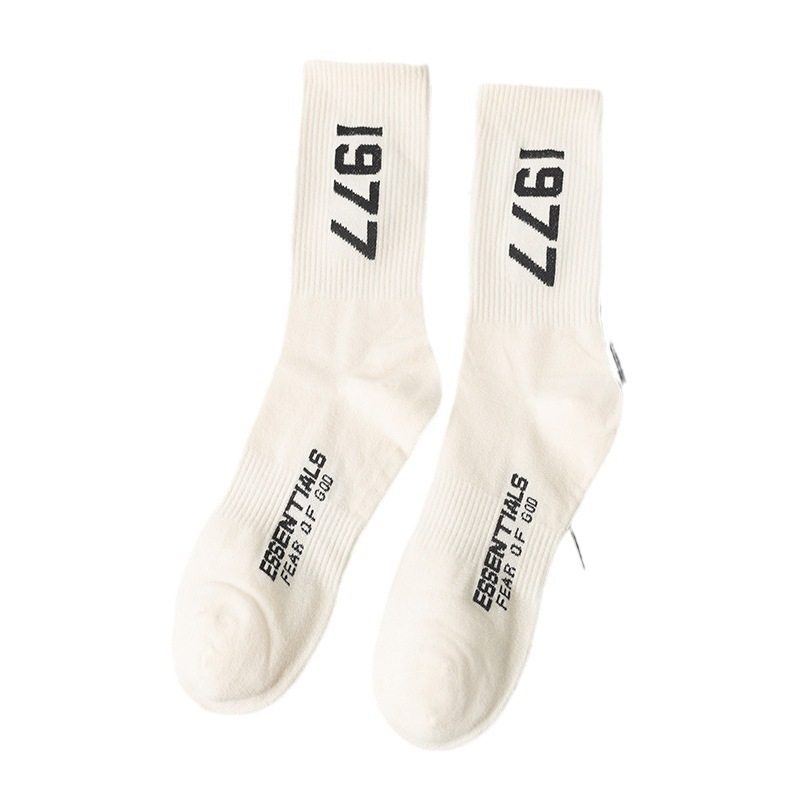 Spring and Autumn Pure Cotton Letter Odor-Resistant Sweat-Absorbing Men's Trendy Socks Zhujie All-Cotton Versatile Fashion Mid-Tube Socks Men Wholesale