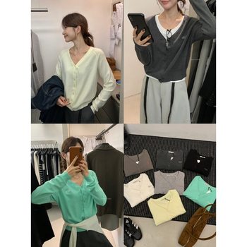 Recommended for High-Volume Sales! [Miss Misijia] Soft and Waxy V Neck Letter Embroidered Knitted Cardigan 11505