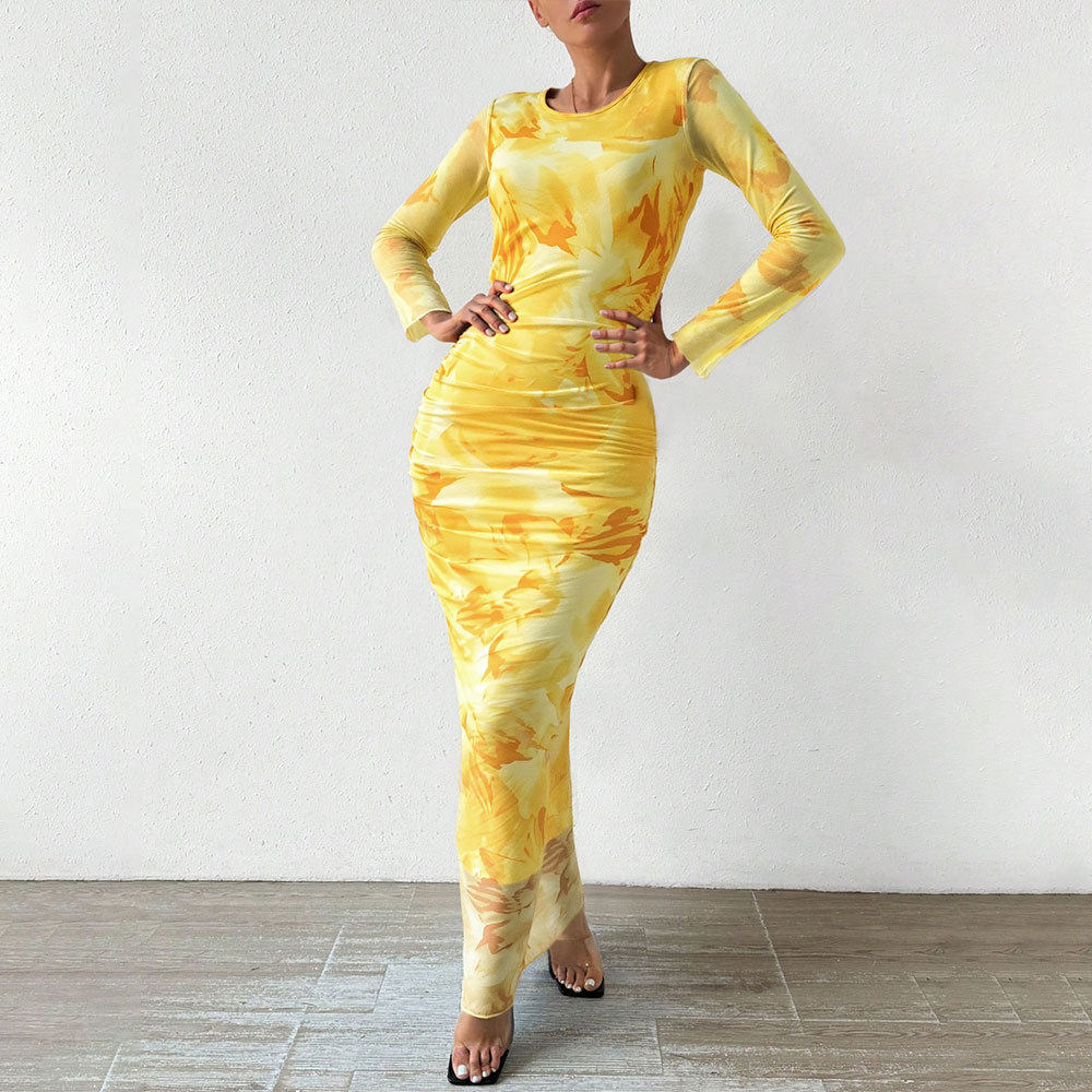 Sexy Bodycon Maxi Dress Spaghetti Straps High Waist Ombre Print Evening Wear Cocktail Party Wholesale Available