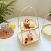 Cooking Tea Around the Stove, Vietnamese Bamboo Basket, Round Single-Layer Small Basket with Handle, Refreshment Fruit Basket, Pastry Tray Creative