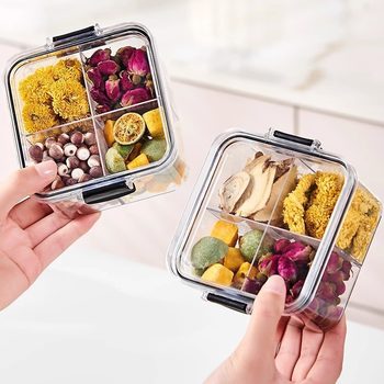 Transparent Covered Moisture-Proof Sealed Jars Can Be Stacked with Multi-Layer Grain Storage Boxes for Household Nut and Flower Tea Storage Boxes