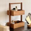 Double-Layer Solid Wood Storage Rack Living Room Desktop Fruit Snack Storage Basket Kitchen Storage Wooden Multi-Layer Storage Rack