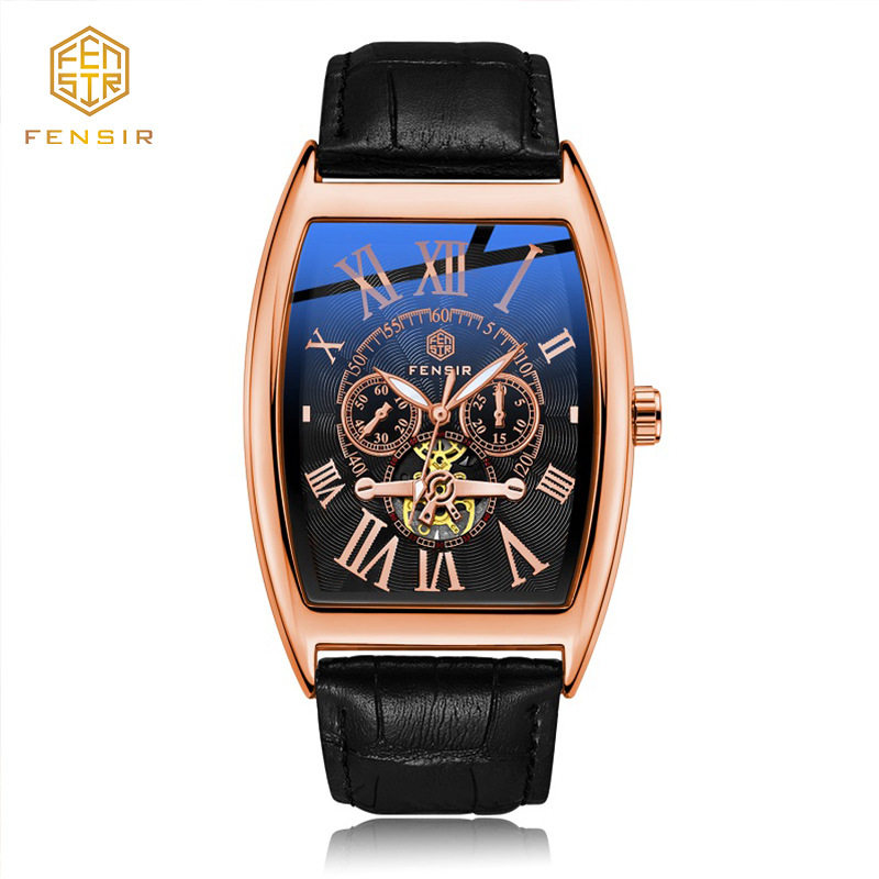 Factory wholesale FENSIR men's quartz watch wine barrel dial three-eye fashion business quartz watch foreign trade delivery