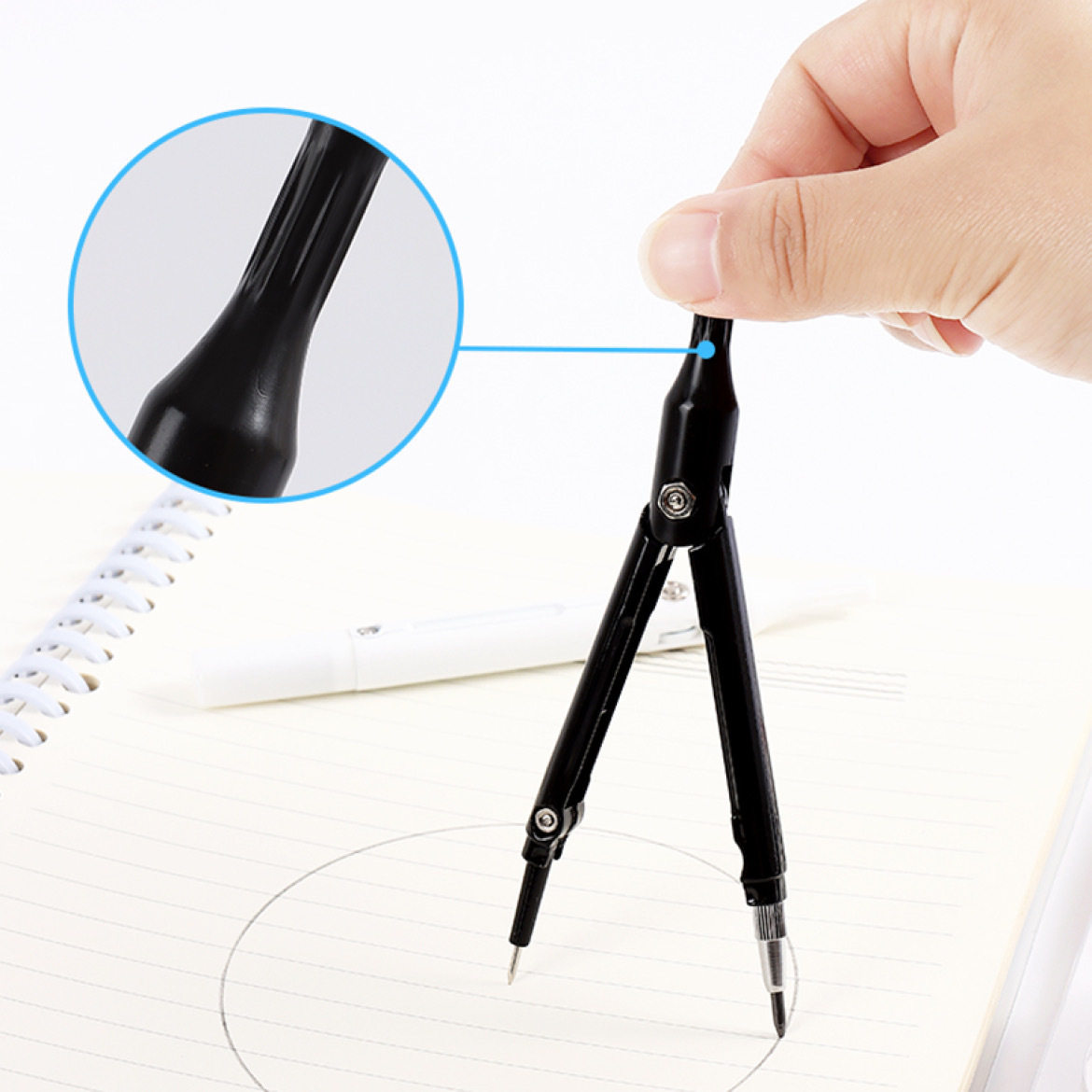 Xiaoyuer 2505 three-in-one multifunctional ruler 2B 2.0 lead black and white function ruler compasses ruler suit