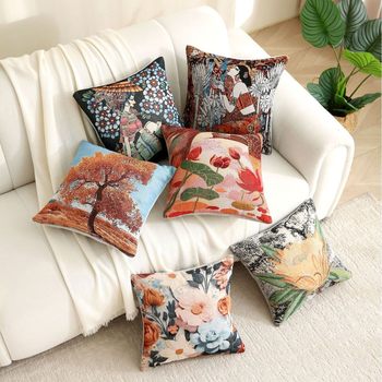 [Single-sided yarn-dyed jacquard pillowcase] Atmosphere living room waist pillow backrest pillow bedside cushion new pillow