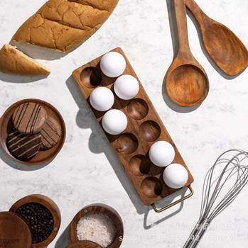 Wooden Egg Storage Duck Egg Egg Compartment Storage Egg Tray with Handle Home Kitchen Organizing Egg Storage Rack