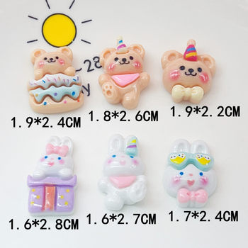 Glossy cartoon animal bear rabbit cake gift bow tie hairpin hair clip hair rope cream glue DIY accessories