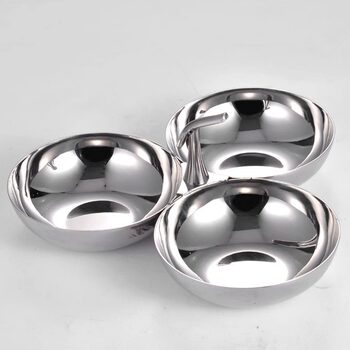 304 Stainless Steel Samsung Fruit Dish Three-head Snack Dish with Handler KTV Bar Restaurant Snack Dish Fruit Dish Fruit Dish