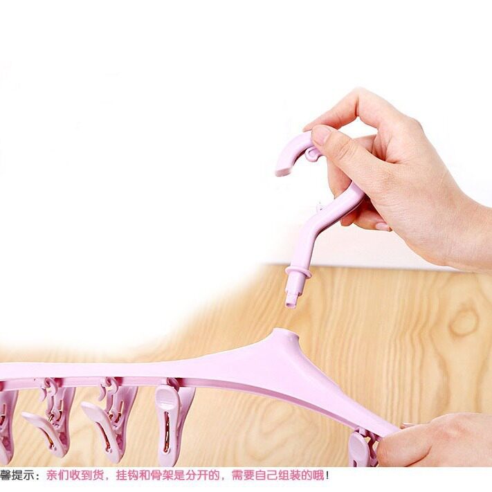 8 clip windproof buckle multifunctional baby hanger plastic clothes drying rack socks underwear drying rack