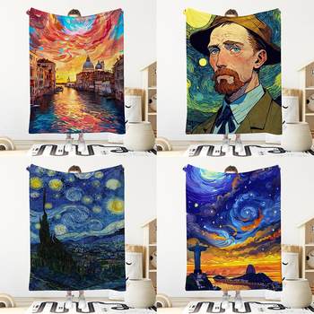 Van Gogh Starry Blanket Van Gogh Series Printed Blanket Flannel Blanket Nap Blanket Blanket Blanket Diy Blanket
