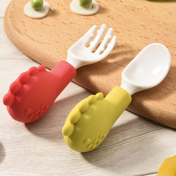 Infant short handle training fork spoon combination baby complementary food tableware combination learning eating tools