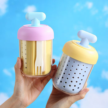 Student's High-Looking Double-Layer Drainable Fruit Cup Breakfast Cereal Brewing Water Cup Office Worker Portable Yogurt Salad Cup