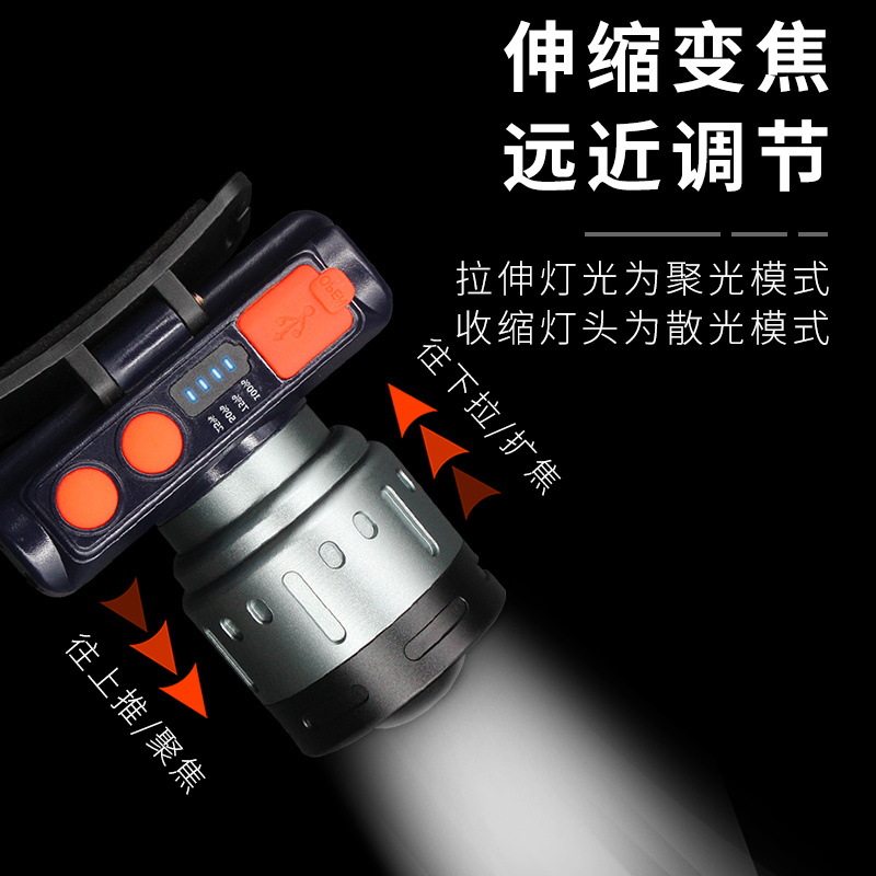 Headlamp Strong Light Charging Super Bright Adjustable Focal Length Lighting Miner's Lamp Super Long Endurance Induction Night Fishing Lamp Flashlight