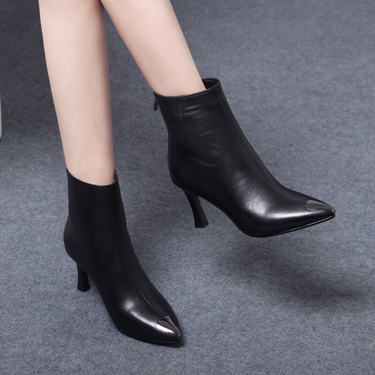 Mã D3733 Giá 1580K: Giày Boot Cổ Thấp Nữ Torehu Mũi Nhọn Gót Nhọn Hàng Mùa Xuân Thu Đông Giày Dép Nữ Chất Liệu Da Bò G04 Sản Phẩm Mới, (Miễn Phí Vận Chuyển Toàn Quốc).