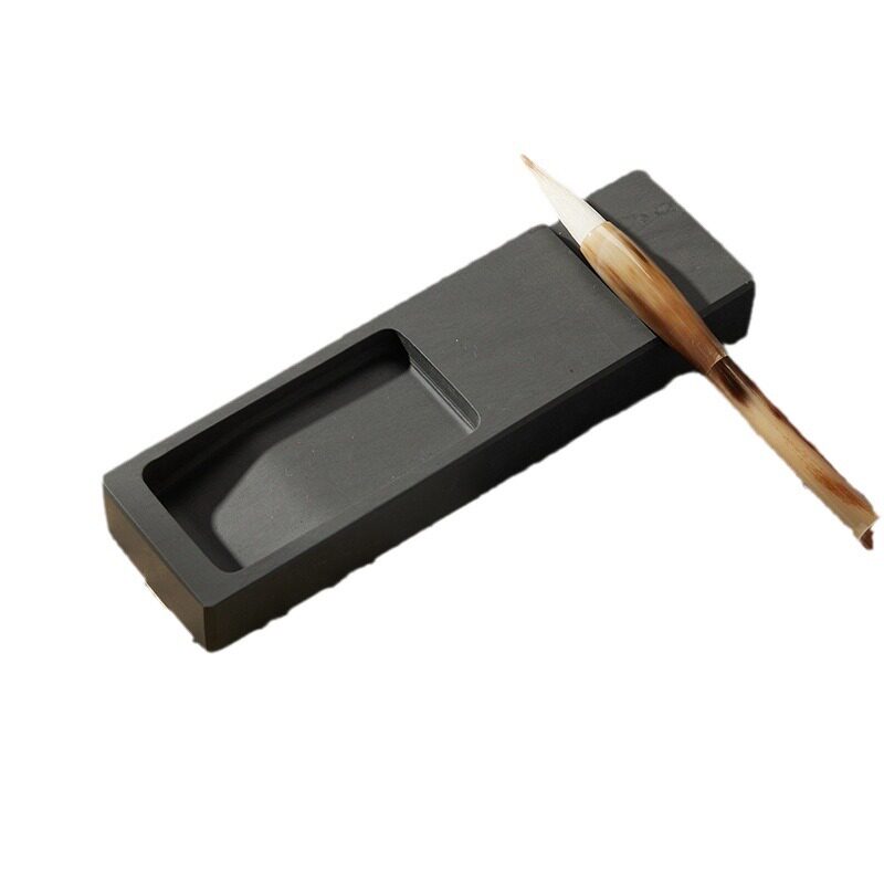 Inkstone Paperweight Can Be Grinded with Ink Calligraphy Special Non-drying Ink Ruler Paperweight Inkstone Natural Raw Stone with Cover Brush Ink