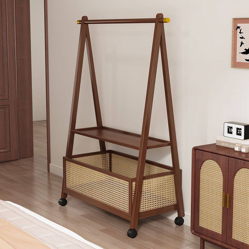 [Low Price] Rattan Dirty Clothes Basket Clothes Rack Floor-Standing Vertical Mobile Coat Rack Multifunctional Storage Rack
