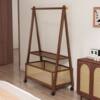 [Low Price] Rattan Dirty Clothes Basket Clothes Rack Floor-Standing Vertical Mobile Coat Rack Multifunctional Storage Rack
