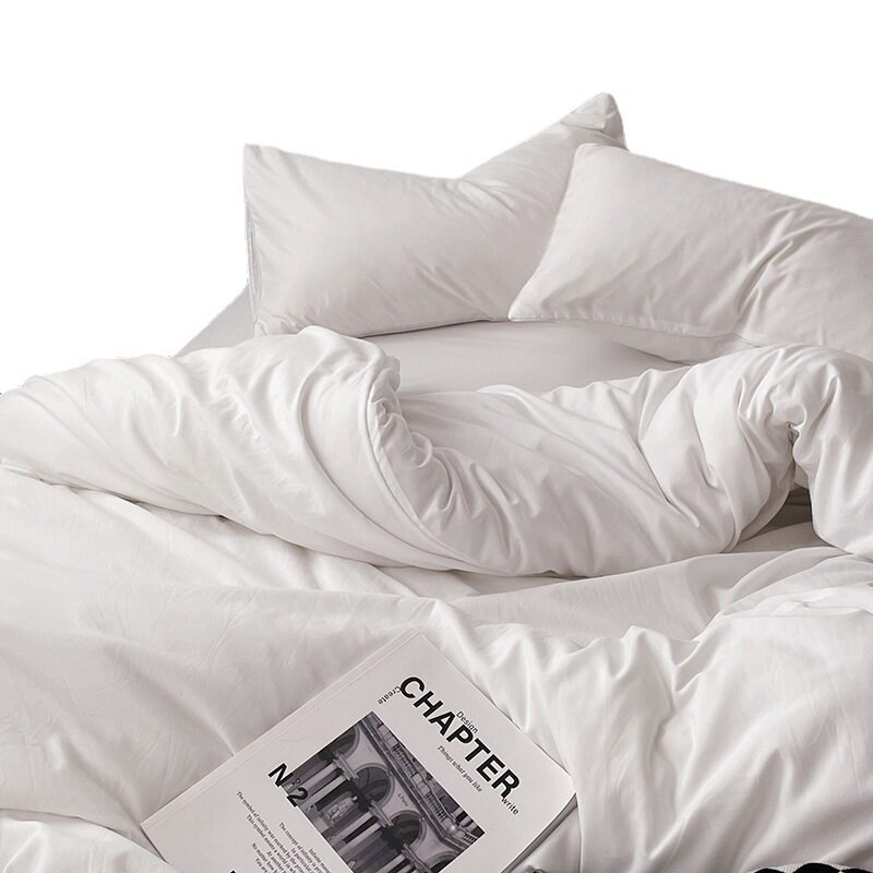 Customizable ins style four-piece Japanese style simple skin-friendly bed sheet quilt cover hotel solid color three-piece set