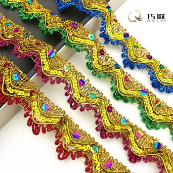 Factory in stock inverted triangle gold and silver silk beads lace ethnic style festival folk decoration accessories