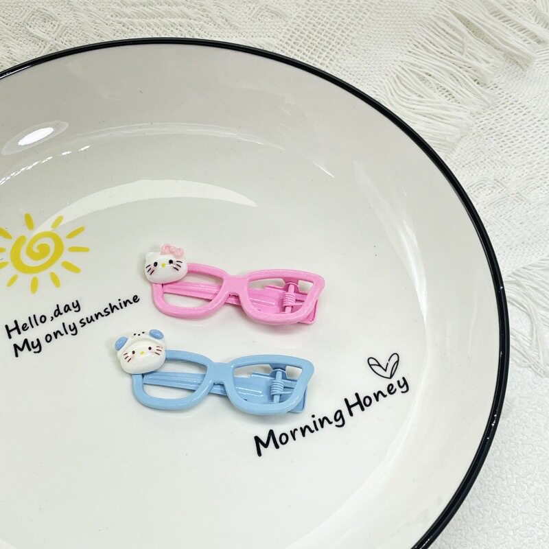 可爱猫咪眼镜发夹网红ins高颜值甜美刘海少女发饰1元发夹摆摊批货