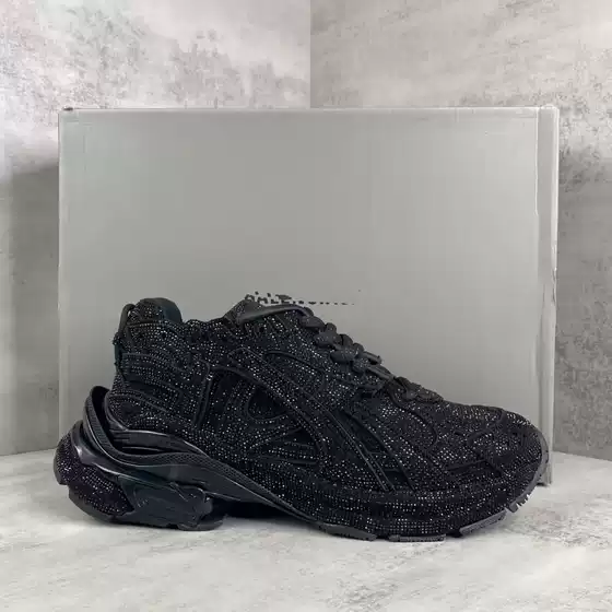 European-Style Full Rhinestone New Thick-Soled Paris Sneakers with Laces, Casual Shoes, Height-Increasing Dad Shoes, Trendy Genuine Leather with Rhinestones
