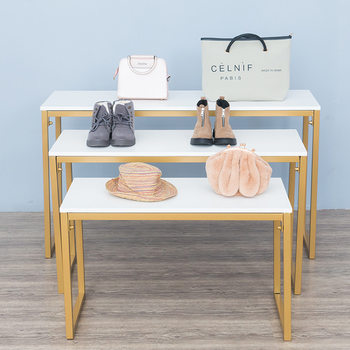 Multifunctional Clothing Store Display Rack, Gold Small Coffee Table, Clothes Rack, Island Shoe Rack, Light Luxury Display Stand