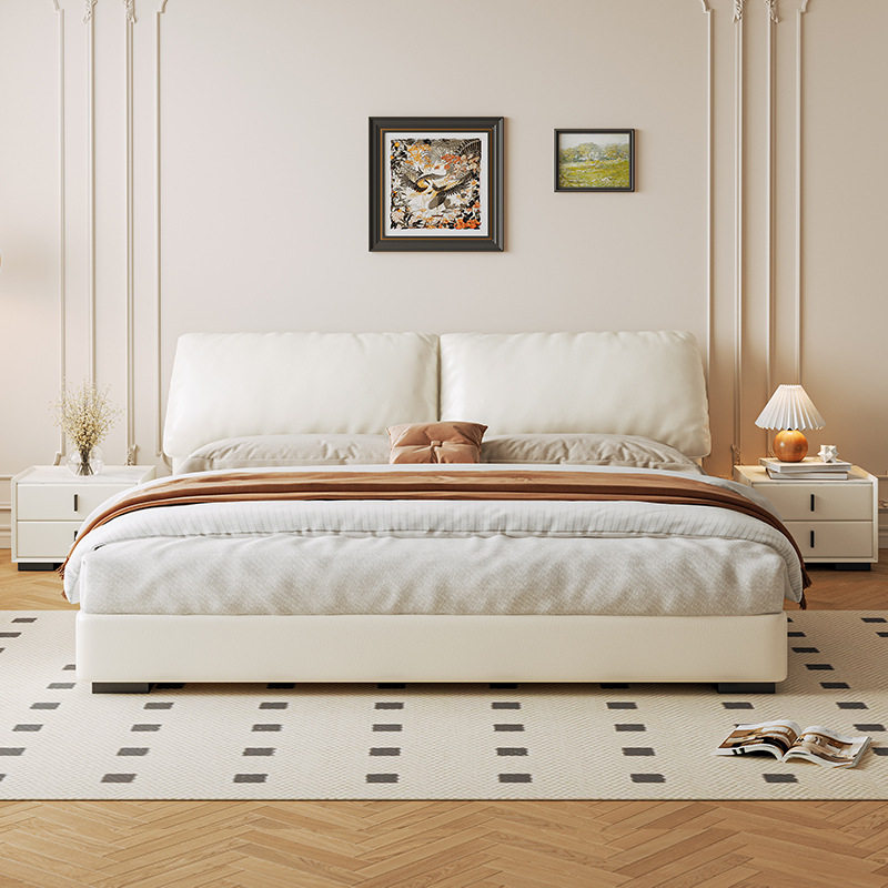 Jihe Elephant Ears Leather Bed Light Luxury Storage High Box with Drawer Secret Lock Multifunctional Bed Master Bedroom Queen Bed