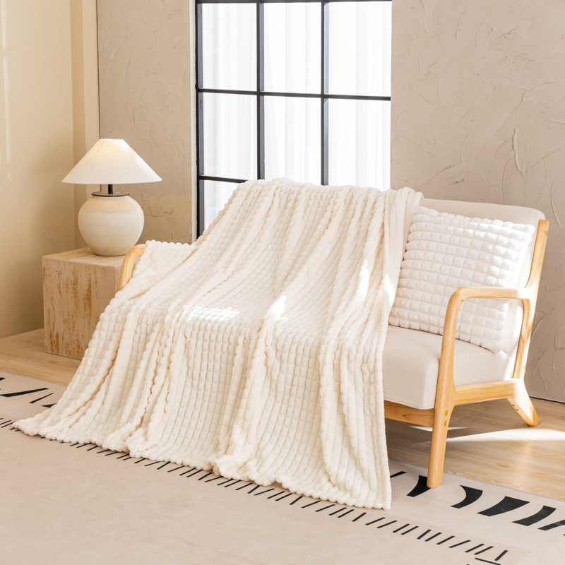 New Flannel Pineapple Check Solid Color Blanket Fashion Cross-Border Foreign Trade Cut Check Blanket Subsidiary Gift Blanket Compressible