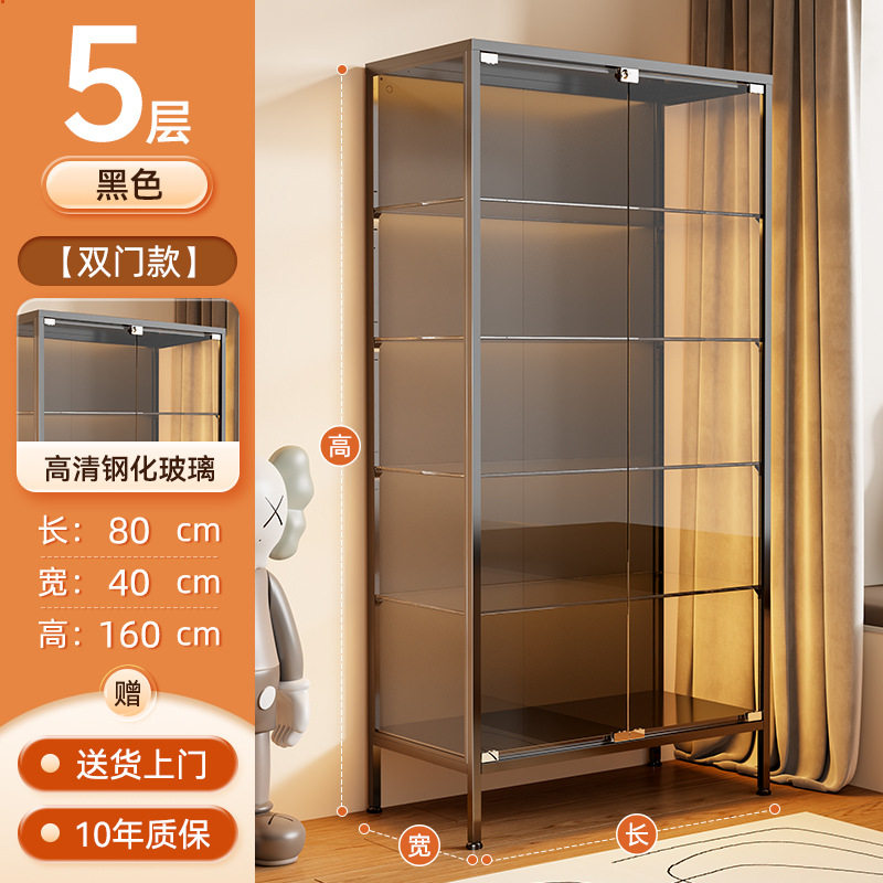 手办柜玻璃展示柜痛柜带锁带门书柜防尘透明模型收纳柜玩具储物架