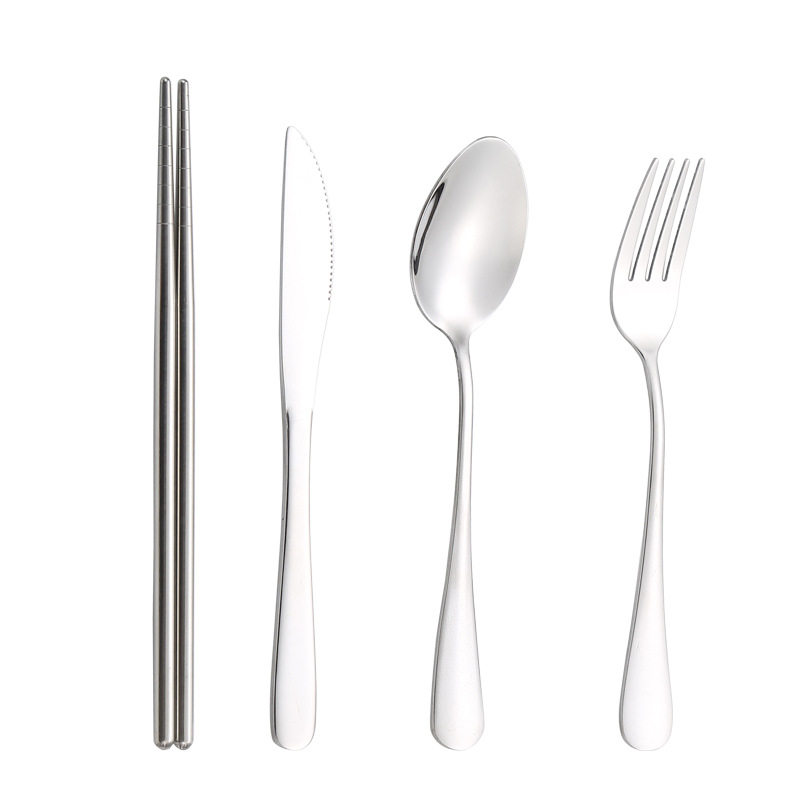 Cross-Border Stainless Steel Tableware Set, Three-Piece Knife, Fork and Spoon Set, Hotel Western Steak Knife and Fork Portable Set Gift
