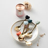 Light Luxury Ceramic Spoon Stainless Steel Coffee Spoon Afternoon Tea Cake Dessert Spoon Cross-border High-value Small Fork Soup Spoon
