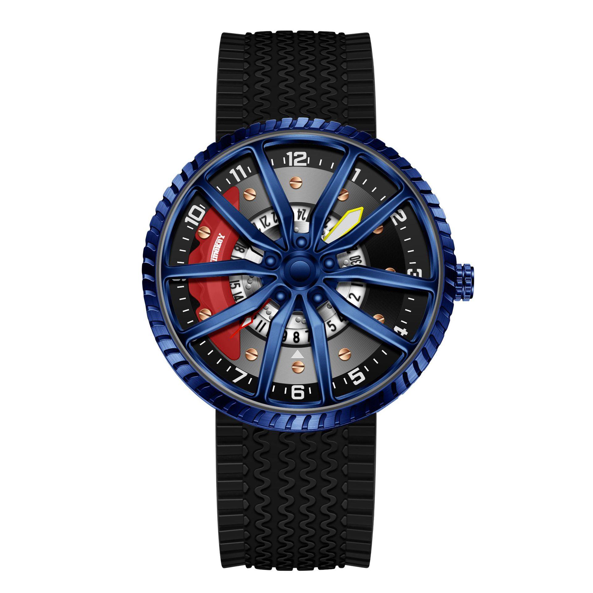 Cross-Border Trendy Watches for Men, Cool Quartz Watches, Waterproof Men's Wheel Series Dials, Casual Mesh Belts for Men