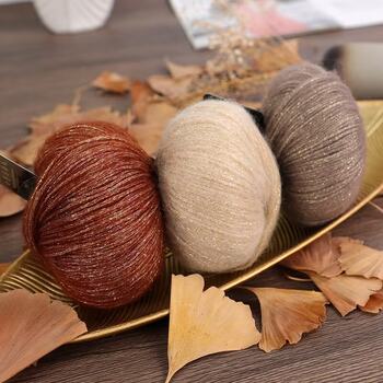 Factory new glitter and maohair diy hand-woven bright silk scarf baby line shawl coat wool ball