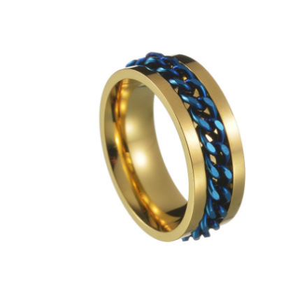 2023亚马逊欧美新款酷炫钛钢情侣高品质旋转减压抗燥朋克戒指货源