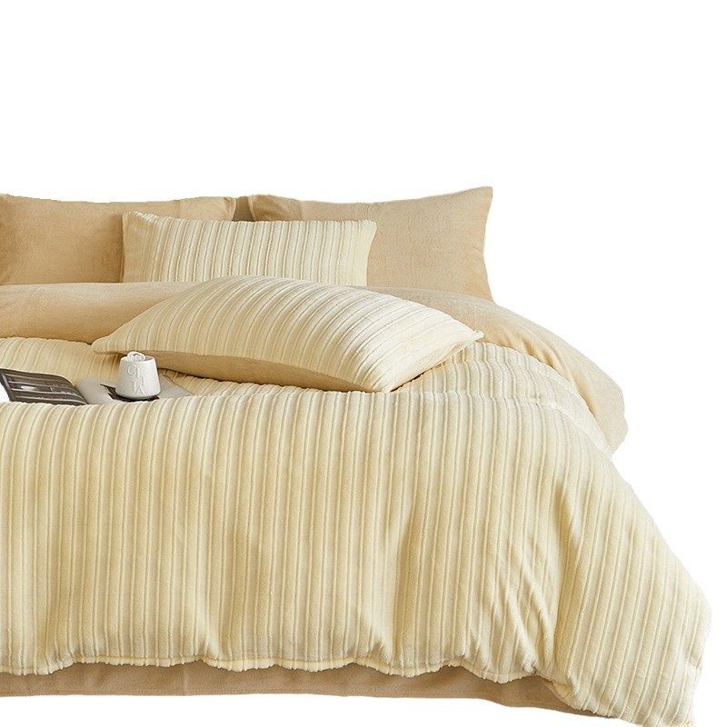 Class A | padded milk velvet bed set of four winter warm coral velvet carved bed sheets set of three