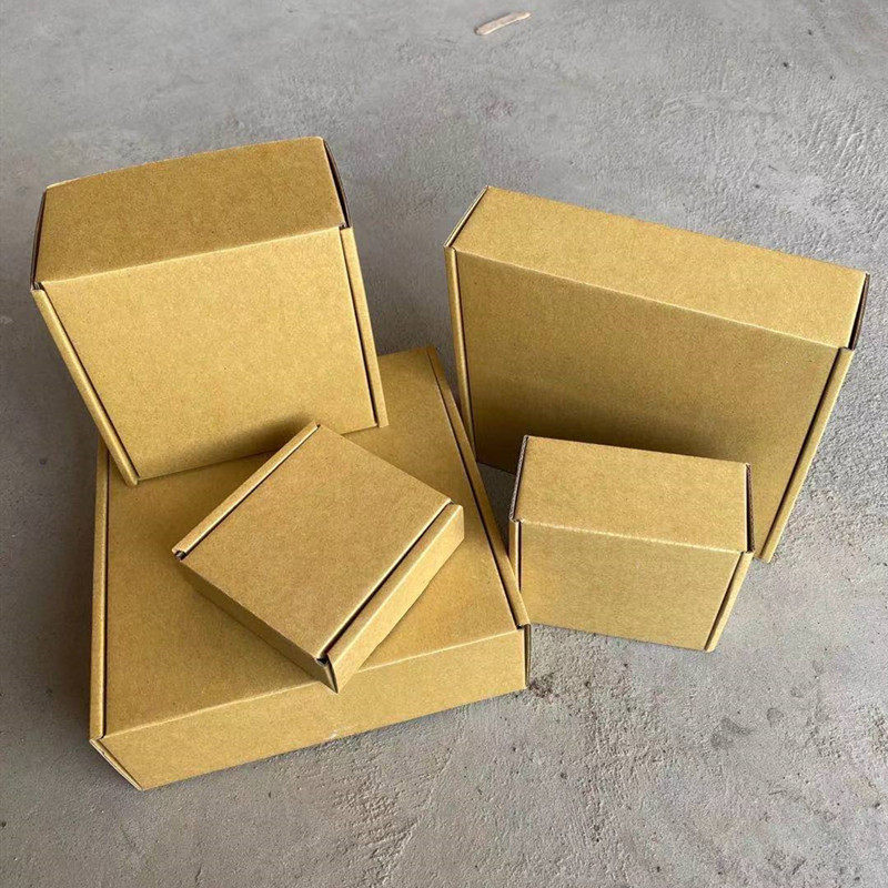 Width 12cm High 50mm Rectangular Airplane Box Square Express Packaging Box Small Kraft Paper Foldableing Packaging Box