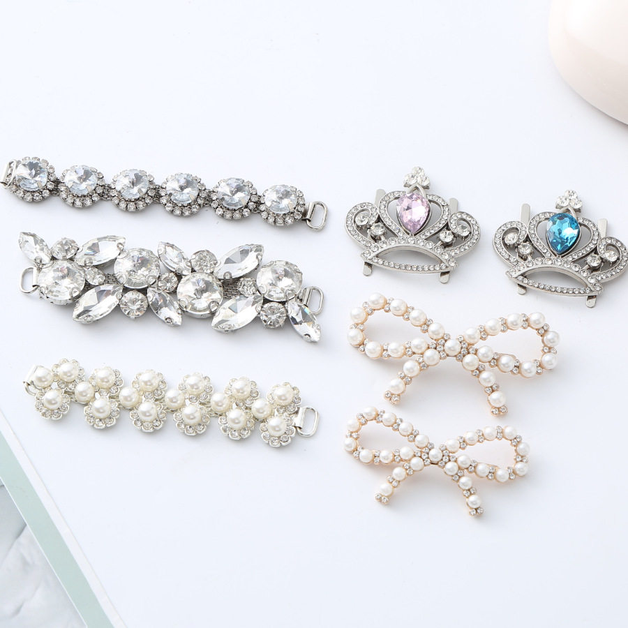 metal shoe buckle shoe material hardware shoe accessories cartoon alloy accessories diy shoe clip pearl bow shoe buckle accessories