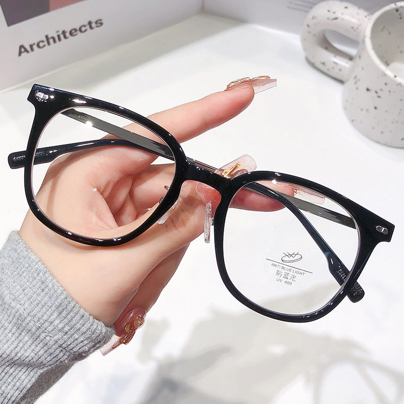 Glasses Explosions Anti-blue Light Semi-titanium Glasses Frame Ultra-light Glasses Frame Men's and Women's Simple Myopia Square Large Frame