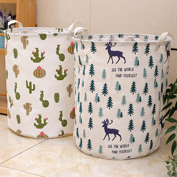 Source Manufacturer Waterproof Dirty Clothes Basket Toy Clothes Storage Basket Basket Cotton and Linen Fabric Laundry Basket Dirty Clothes Storage