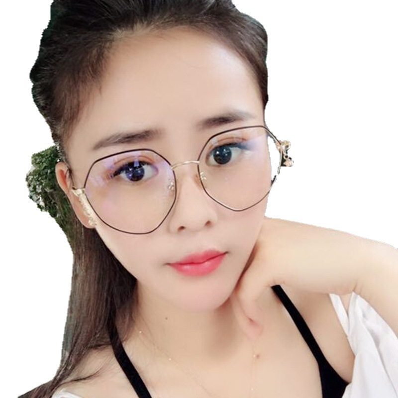 Anti-Blue Light Lens Polygonal Irregular Kickoff Flat Lens Women's Trendy Pendant Glasses Frame for myopia