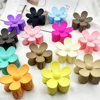 Cross-border frosted flower grip clip back head hair clip ponytail ball head senior sense hairpin shark clip wholesale