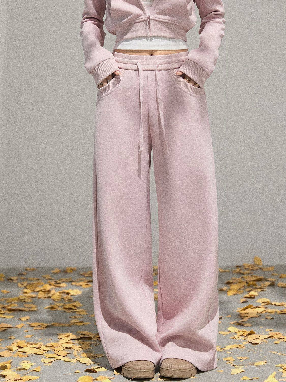 Korean Style Short Hooded Long-Sleeved Sweatshirt Jacket High-Waisted Lace-Up Pants Women's Spring & Fall New Slim Casual Two-Piece Set